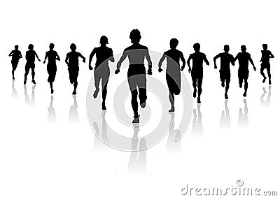 Running towards the Finish Vector Illustration