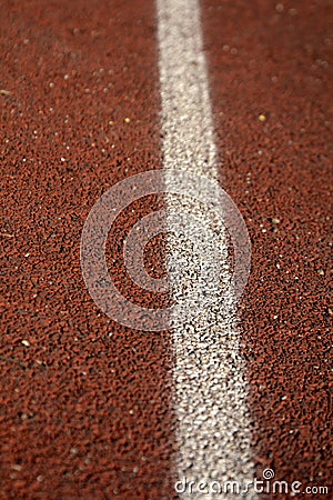 Running track rubber with line. Stock Photo