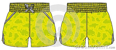 Running trail Shorts jersey design vector template, Short shorts concept with front and back view for Kick boxing, fight, Vector Illustration