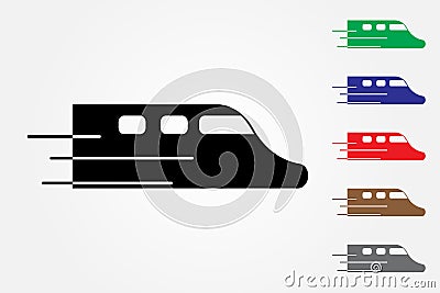 Running train with speed icon using colors on white background vector for railway industry Vector Illustration