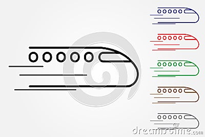 Running train with speed icon using single color line on white background vector for business and industry Vector Illustration