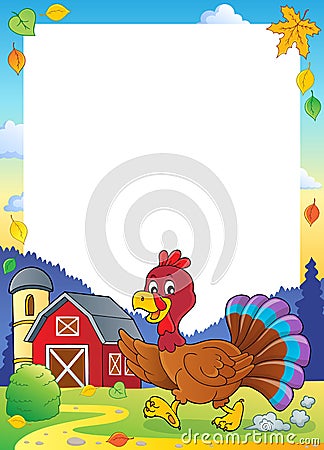 Running turkey bird theme frame 1 Vector Illustration