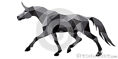 Running unicorn silver in low poly style Stock Photo