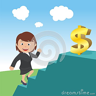 Running up to get dollar signs stairs Stock Photo
