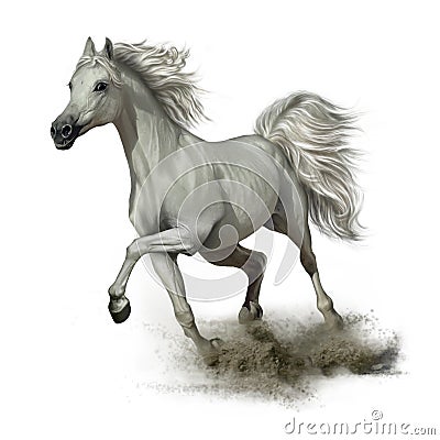 Running white horse Stock Photo