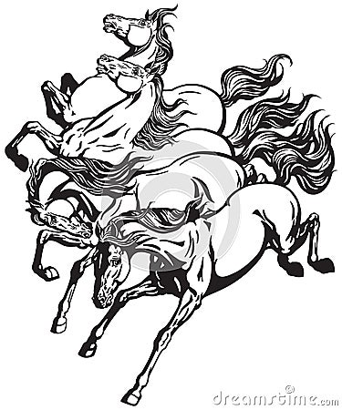 Running wild horses Vector Illustration