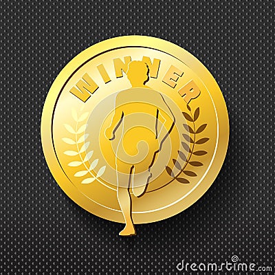 Running winner gold badge. vector file. Vector Illustration