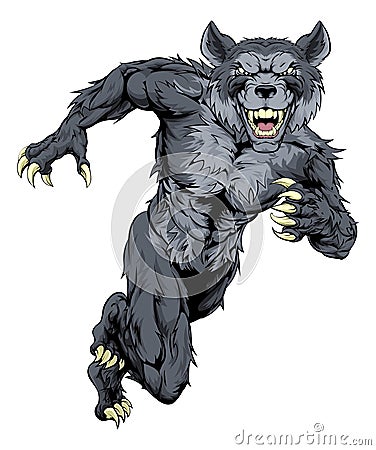 Running wolf mascot Vector Illustration