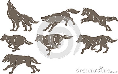 Running wolves Vector Illustration