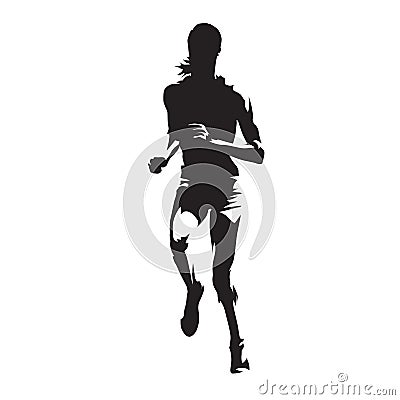 Running woman, abstract vector silhouette, front view Vector Illustration