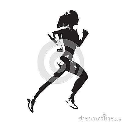 Running woman, abstract vector silhouette Vector Illustration