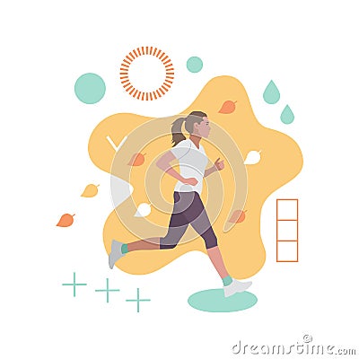 Running woman. Autumn fashion abstract vector composition Vector Illustration