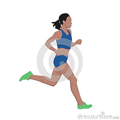 Running woman in blue jersey, vector illustration Vector Illustration