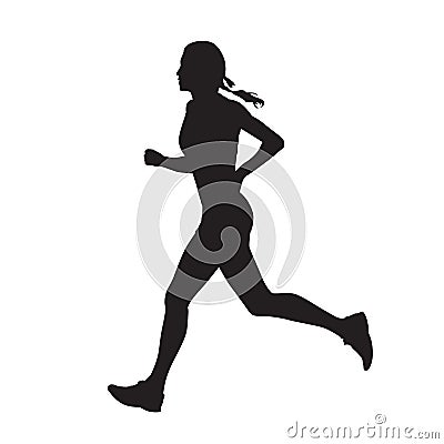 Running woman, isolated vector silhouette. Side view. Run, girl Vector Illustration