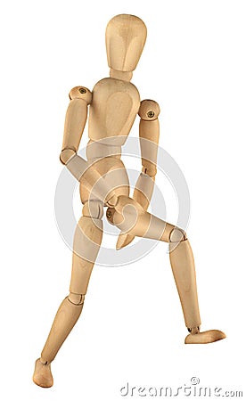 Running wooden figure Stock Photo