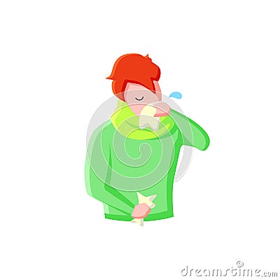 Runny nose flat icon. Color illustration Vector Illustration