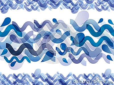 Runny water horizontal seamless pattern. Vector Illustration