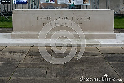 LONDON, ENGLAND - SEPTEMBER 27, 2017: Runnymede Air Forces Memorial in England. Backyard with Their Name Liveth for Evermore Editorial Stock Photo