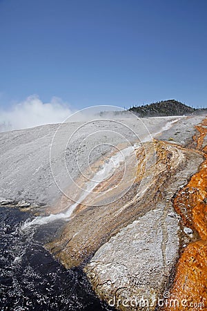 The runoff from the Excelsior Geyser crater into F Stock Photo