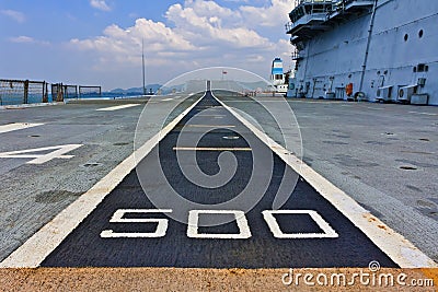 Runway on an Aircraft Carrier Stock Photo