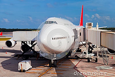 Runway in Cancun Airport Stock Photo