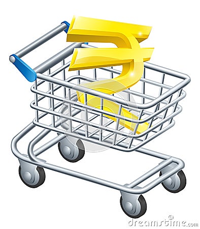 Rupee currency shopping cart Vector Illustration