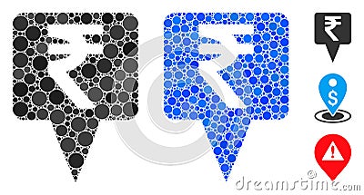 Rupee Map Pointer Composition Icon of Circles Vector Illustration