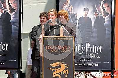 Rupert Grint,Daniel Radcliff,Daniel Radcliffe,Emma Watson Editorial Stock Photo