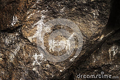 Rupestrian rock art in Sumbay Cave from paleolithic era, Southern Peru Stock Photo