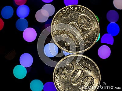 rupiah coin, indonesia currency. with blur background Stock Photo