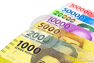 rupiah money cash all nominal on white background. indonesia currency Stock Photo