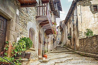 Rupit, medieval spanish village Stock Photo
