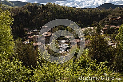 Rupit medieval village in Catalonia in spring, Spain Stock Photo