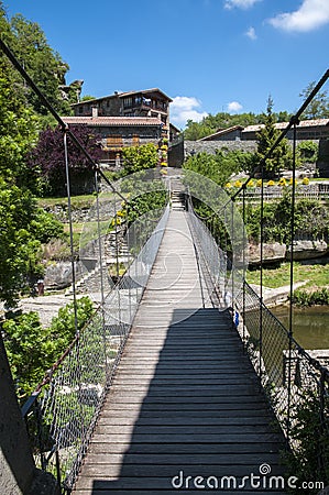 Rupit suspension bridge Stock Photo