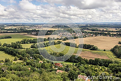 Rural Czech landscape near Pardubice, view from castle Kuneticka Hora Stock Photo