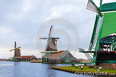 Rural Dutch scenery in Zaanse Schans village Editorial Stock Photo