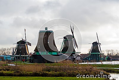 Rural Dutch scenery in Zaanse Schans village Editorial Stock Photo