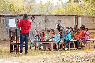 Rural education program, outdoors teaching Editorial Stock Photo