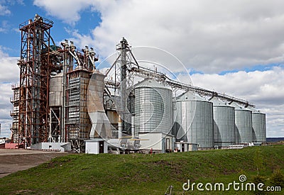 Rural elevator on field in Russia. Stock Photo