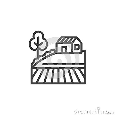 Rural farmhouse line icon Vector Illustration
