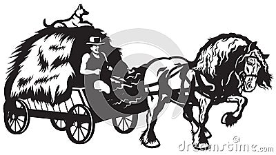 Rural horse drawn cart Vector Illustration