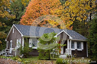 Rural House in Foliage Stock Photo