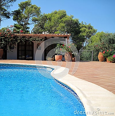 Rural House with swimming pool Stock Photo