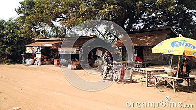 Rural houses in Cambodia. Near Siem Reap. Editorial Stock Photo