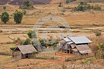 Rural houses in Xieng Khouang, Laos Stock Photo
