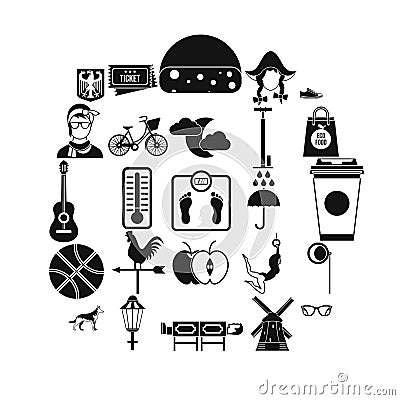 Rural icons set, simple style Vector Illustration