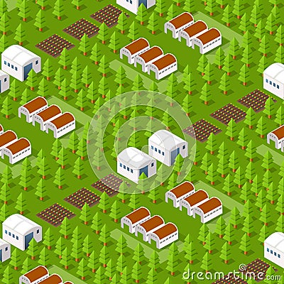 Rural isometric natural Vector Illustration