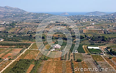Rural landscape of Attica, aerial view on approach to Athens International Airport, Greece Stock Photo