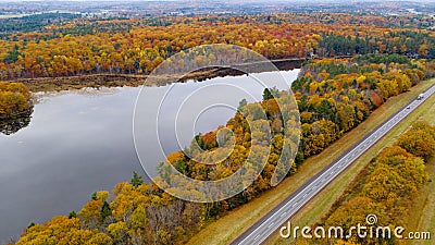 Rural Landscape Country Road Highway Fall Autumn Season Leaves Stock Photo