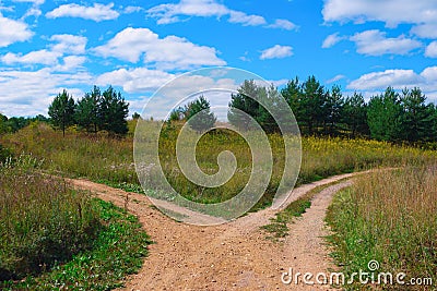 Rural landscape with crossroad Stock Photo